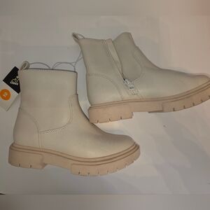 art class Cream Side-Zip Chunky Sole Ankle Boots